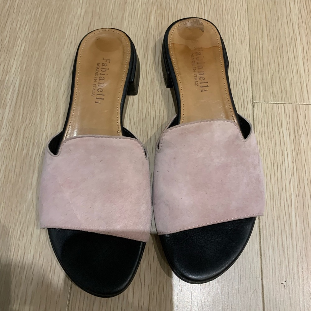Fabianelli Pink Suede Slides